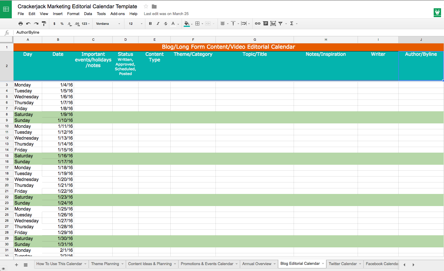 Basics of the Social Media Editorial Calendar Blog