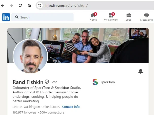 Rand Fishkin LinkedIn profile.