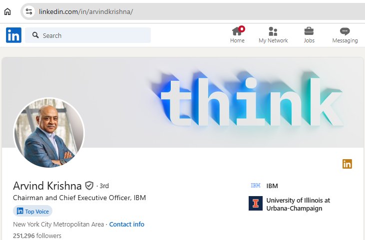 Arvind Krishna LinkedIn Profile