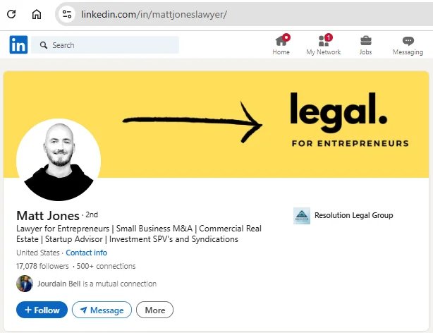 Matt Jones (Resolution Legal Group) LinkedIn profile.